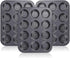 Kingrol Set of 3 Muffin & Cupcake Pans, 12-Cup Non-stick Bakeware, 1.1" Deep
