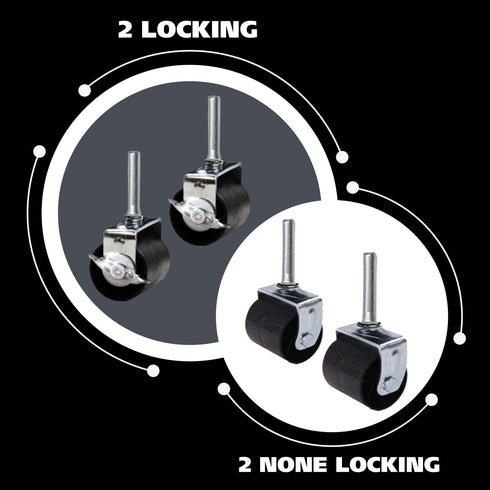 King's Brand Heavy Duty Caster Wheels for Bed Frame, Set of 4 (2 Locking & 2 Non Locking)