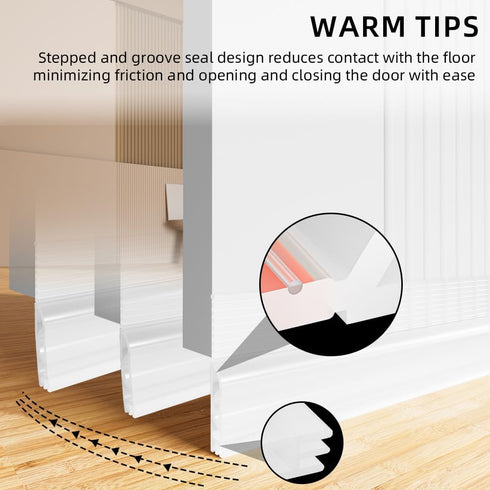 Adjustable Door Draft Stopper, Weather Stripping Seal for Cold Insulation, Under Door Sweep for Interior & Exterior