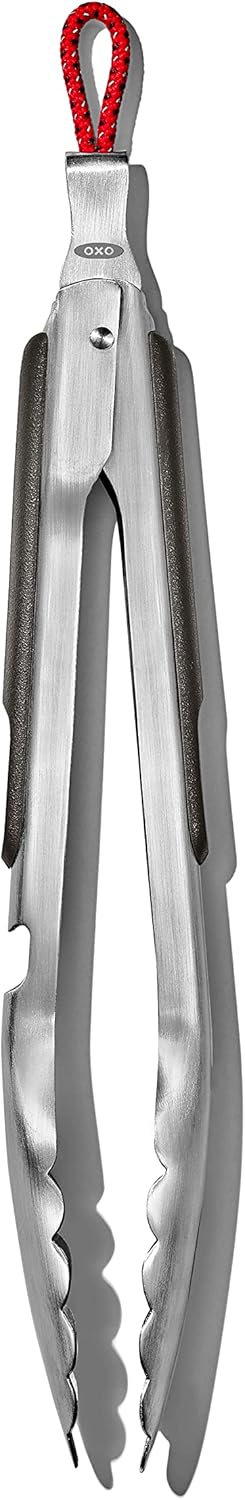 OXO 10.5in Stainless Steel Tongs with Bottle Opener for Outdoor Cooking