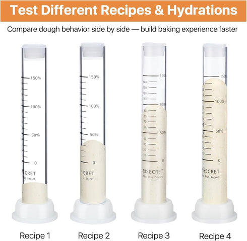 Risecret Set Sourdough Aliquot Jar with Pump and Stand, Dough Rise Measuring Tube for Bread Baking, Transparent Acrylic