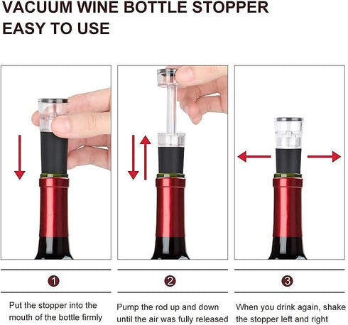 6 Pack Vacuum Wine Stopper, Reusable Silicone Caps, Air Remover Corks, Leakproof Wine Bottle Sealer for Wedding