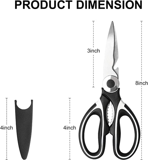 FYSHFLYER Kitchen Shears Multi Purpose Strong Stainless Steel Kitchen Utility Scissors with Cover Poulry,Fish, Meat