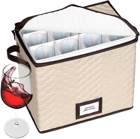 Hold N Storage Wine Glass Storage Set of 2, Each Holds 12 Champagne Flute Glasses Up to 11" H