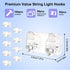 FALDAA 50Pcs Outdoor Light Clips, Clips with Waterproof Adhesive Strips, Heavy Duty Hook with Screws for Hanging