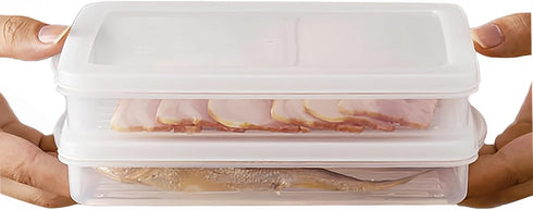 2 Pack Bacon Keeper, Deli Meat Saver Plastic Food Storage Containers with Lids for Refrigerators and Lunch Box