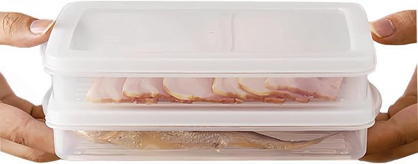 2 Pack Bacon Keeper, Deli Meat Saver Plastic Food Storage Containers with Lids for Refrigerators and Lunch Box