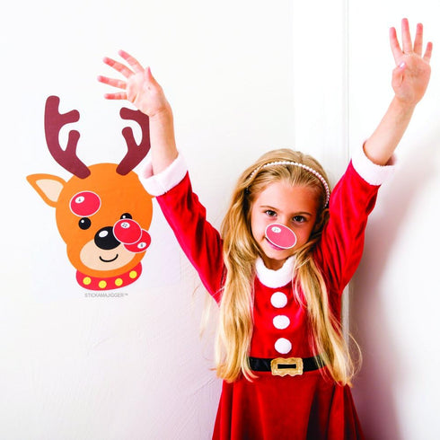 Stickamajigger Stick the Red Nose on the Reindeer Poster Game - Restickable & Reusable