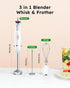 Sangcon Immersion Blender Handheld - 400W Electric 3-in-1 Stick Blender with Whisk, Milk Frother Attachments, White