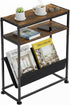 Narrow End Table with Magazine Rack, 2-Tier Slim Side Table for Small