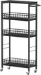Slim Storage Cart, 4 Tier Rolling Kitchen Cart, Utility Serving Cart for Small Spaces, Modern Black