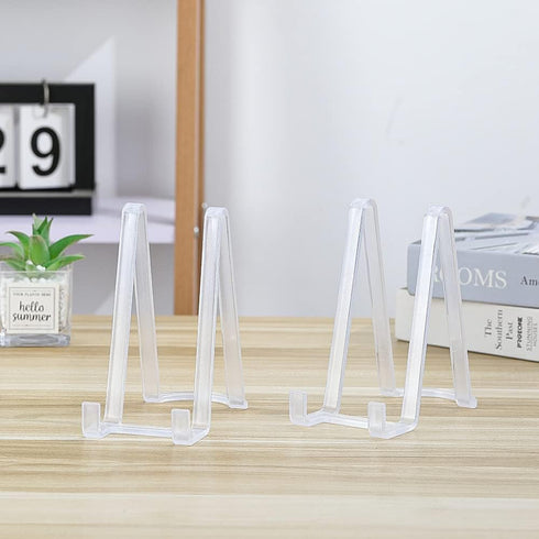 Plastic Easel Stand Plate Holder for Display - 6 Inch Clear Stand for Pictures | Photo | Decorative Plate | Tabletop Art