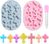 OURASHERO 2pcs Silicone Cake Fondant Mold, Cross Shape Cupcake Topper with Liquid Dropper for Baby Shower Party Supplies