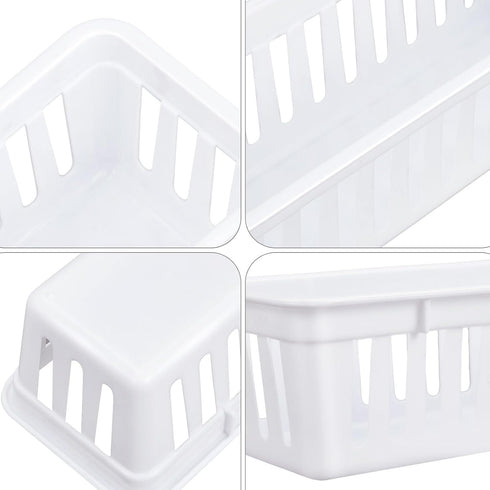 Domensi 12 Pack Slim Plastic Storage Baskets - 10.25 x 3.25 x 2.5 Inch Small Classroom Storage Bins for Desk Garage