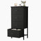 Sweetcrispy 4 Fabric Drawer Small Dresser, Bedside Nightstand with Wooden Top Sturdy