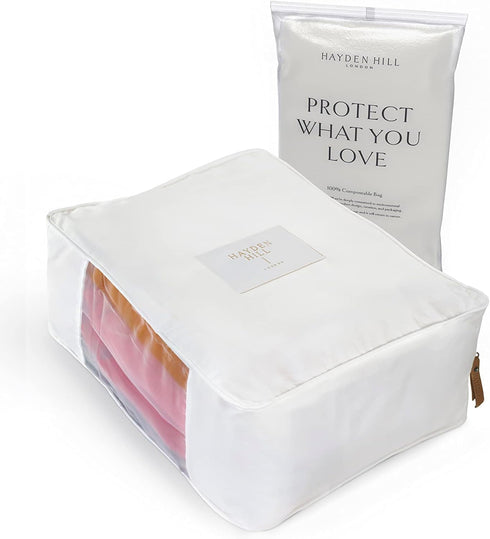 Hayden Hill Luxury Organic Cotton Sweater Storage Bag, Fits 4 Fine Knits, Moth Proof Organizer for Closet