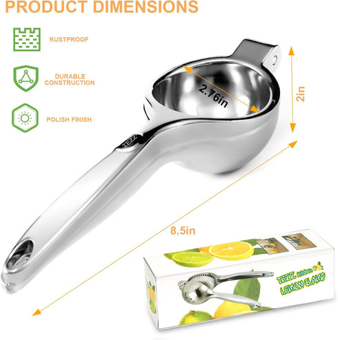 Premium Lemon Squeezer, Large Heavy Duty Handheld Juicer for Lemon, Stainless Steel Manual Citrus Press