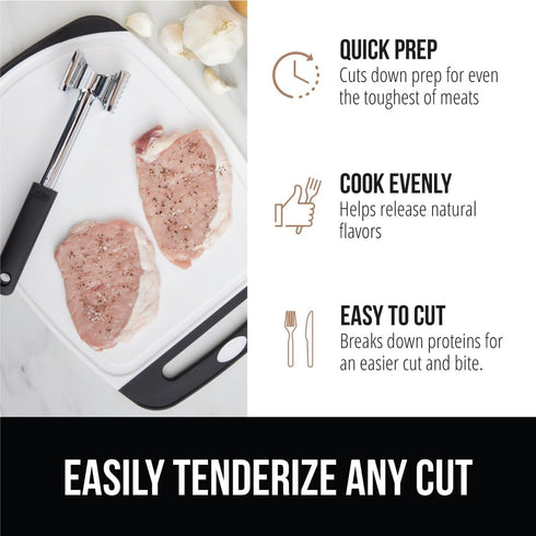 Gorilla Grip Heavy Duty Meat Tenderizer, Dual-Sided Kitchen Mallet for Tenderizing Beef and Poultry, Comfortable Handle