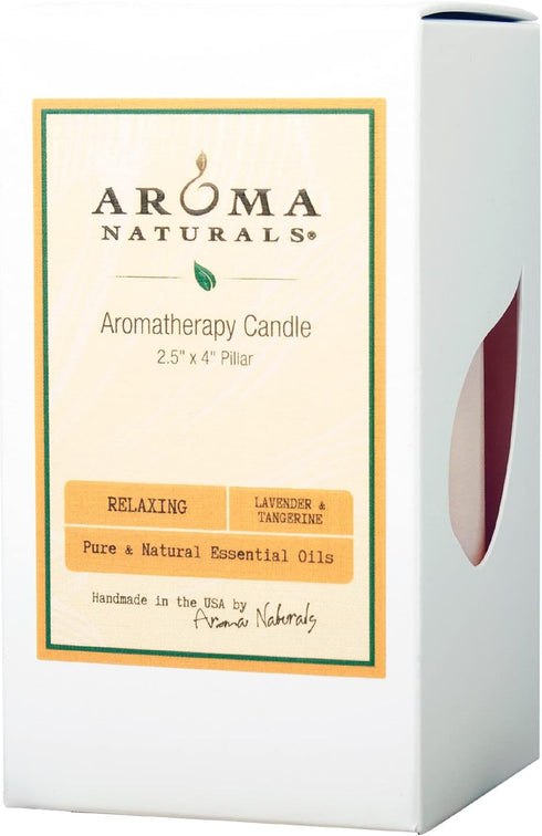 Aroma Naturals Lavender & Tangerine Essential Oil Scented Pillar Candle, 2.5 x 4 inch