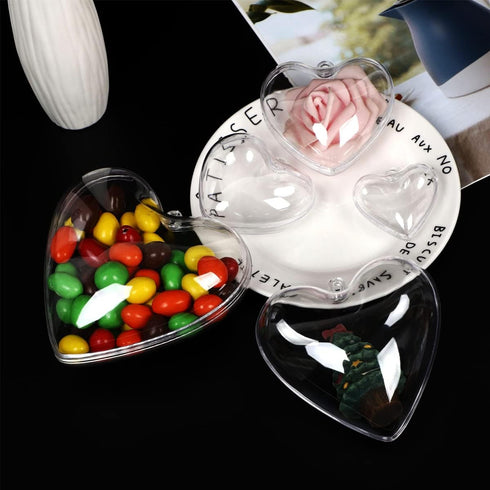 Jangostor 20 Packs Clear Heart Ornaments Balls for DIY Valentine Decorations, 6.5CM Plastic Fillable Baubles
