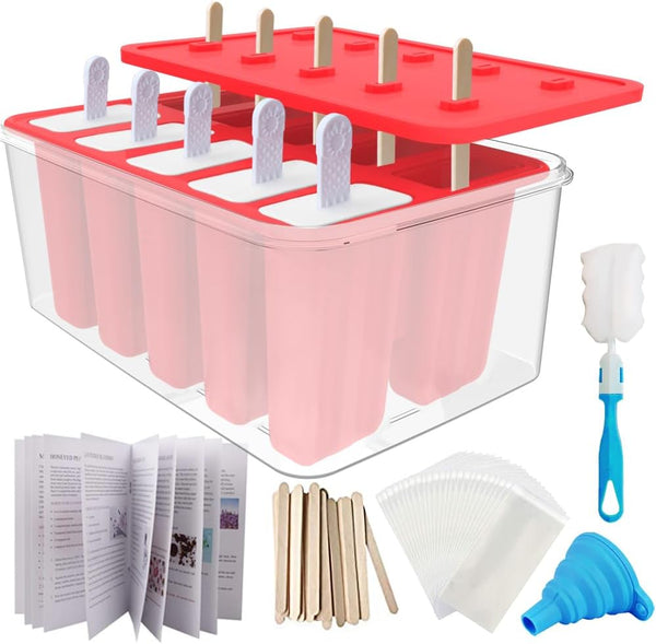 Miaowoof Homemade Popsicle Molds, Silicone Ice Popsicle Maker Non-BPA, with 50 Sticks, 50 Bags, and Storage Container