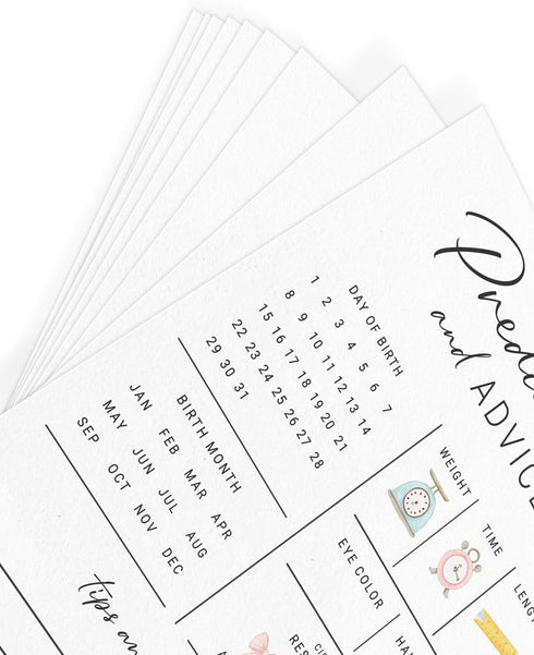 Mommy 30 Printed Party Baby Predictions & Advice Cards for New Parents Baby Shower Game, Wishes for & Daddy, Gender