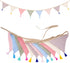 Pre-Strung Cotton Fabric Bunting Banner, 9Ft Morandi Triangle Pennant Banner Flag, Double-Sided