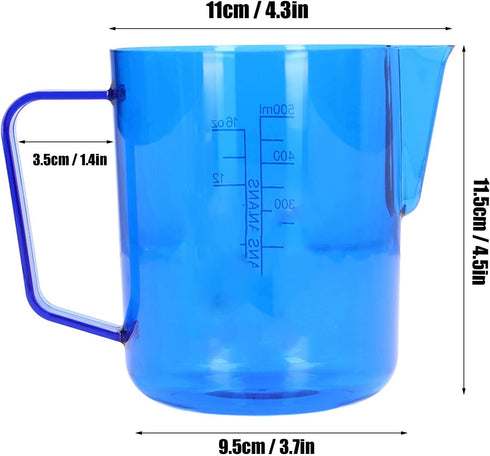 600ml Measuring Cups Coffee Pitcher Cup, Acrylic Milk Frothing Pitcher Jug with Eagle Mouth Type Water Outlet for Espresso, Latte Art in Kitchen Restaurant(Blue) by Restokki