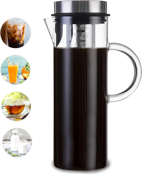 Deluxe Cold Brew Coffee Maker, 44oz/1300ml with Removable Stainless Steel Filter (Stainless Steel)