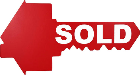 Sold Sign for New Home Owners - Key Shaped Real Estate Agent Supplies, Social Media Photo Props