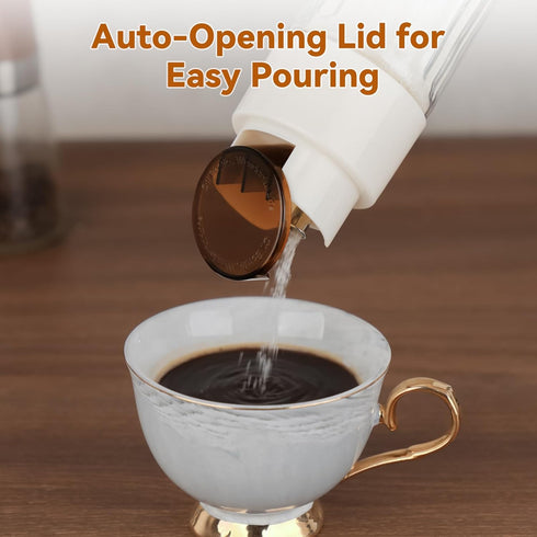 16.9 OZ NiHome Sugar Dispenser with Automatic Pouring Switch for Home, Kitchen, Coffee Station, Large Capacity Glass