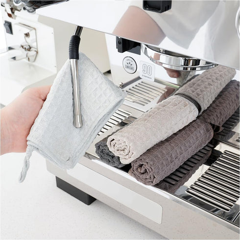Barista Micro Cloth 4 Pack, Microfiber Cleaning Towels for Espresso Machine, 12"x12"