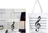 Music Notes Handbag Canvas Tote Bag, Reusable Grocery Bag for Women and Girls, White Shopping Bag Gift