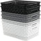 6-Pack 10.4-Inch x 7.6-Inch x 4.05-Inch Plastic Storage Basket - Woven Basket Bin