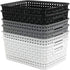 6-Pack 10.4-Inch x 7.6-Inch x 4.05-Inch Plastic Storage Basket - Woven Basket Bin