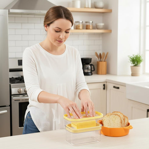 280g UNIVIVO Airtight Butter Slicer Cutter and Keeper - Butter Storage Container Dish with Lid for Fridge, Fresh Butter