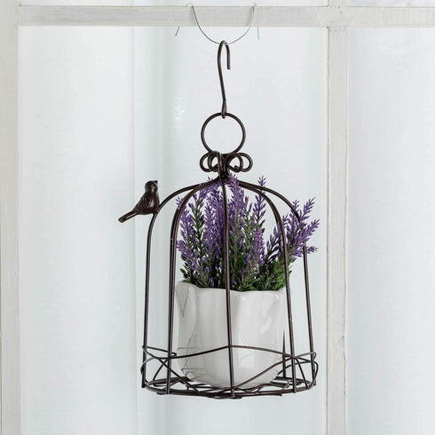 TJ Global Iron Birdcage Hanging Planter, Metal Wire Flower Pot Basket Wrought Iron Plant Stands for Plants, Flowers