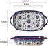 Blue and Orange Flower Vintage Style Ceramic Bakeware Casserole Dish Baking Pan Lasagna Pans with Handles for Oven/Cooking/Kitchen-1 PCS-22 OZ