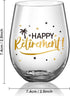 Patelai Happy Retirement Wine Glasses 17 oz, Stemless Wine Glasses for Women Men, Black and Gold Retirement Gift