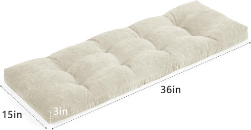 36 Inch 36x15x3Inch, baibu Memory Foam Bench Cushion, Dual-Layer Patent Design Non-Slip Indoor Bench Cushion with Ties
