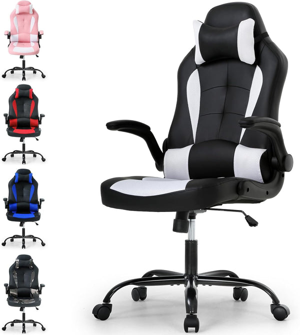 Meet perfect Office Chair PU Leather Desk Gaming Chair, High Back Racing Height Adjustable