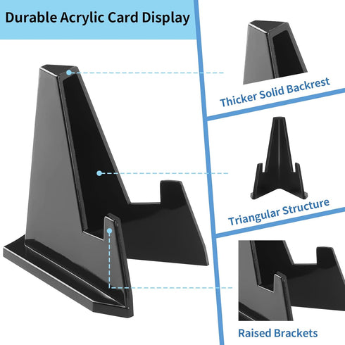 20 Pack Black Card Stands, Acrylic Mini Sports Card Holder for Displaying Trading Cards, Baseball Cards, Coins
