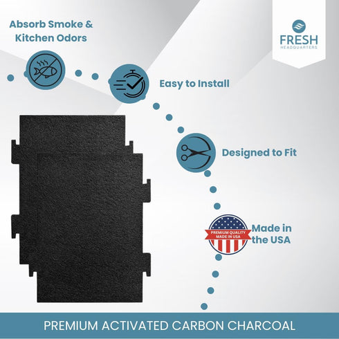 2-Pack Notched Activated Carbon Charcoal Microwave Hood Filters - 9.75" x 7.25" Compatible with Whirlpool and KitchenAid