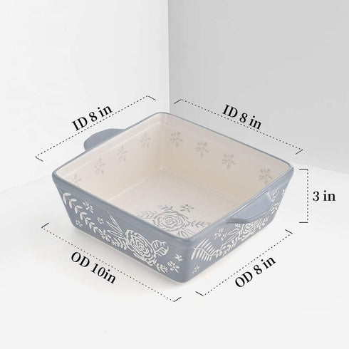 Wisenvoy 8x8 Baking Dish, Hand-Painted Casserole Pan for Oven, Brownie & Lasagna Dish