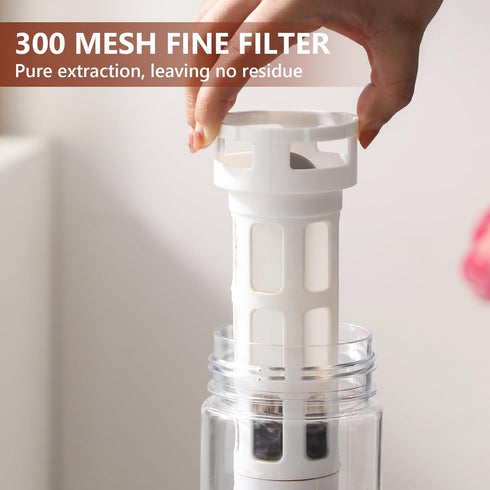 Bincoo Multi-Functional 650ML Cold Brew Coffee Maker with 300-Mesh Filter, Leak-Proof Plastic Cup for Coffee & Tea