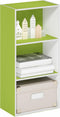 Furinno Luder 3-Tier Open Shelf Bookcase, Green/White