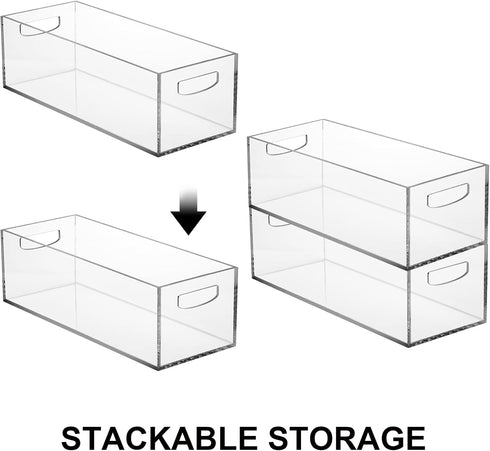 Frcctre 2 Pack Clear Acrylic DVD/CD Storage Box, Stackable Holder Case with Handles for DVDs, CDs, Video Games
