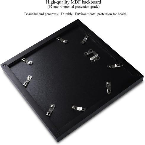 8x8 Picture Frame, Black Pine Wood with Mats for 5x5 or 4x4 Pictures, Square Photo Frames for Home Office Decor