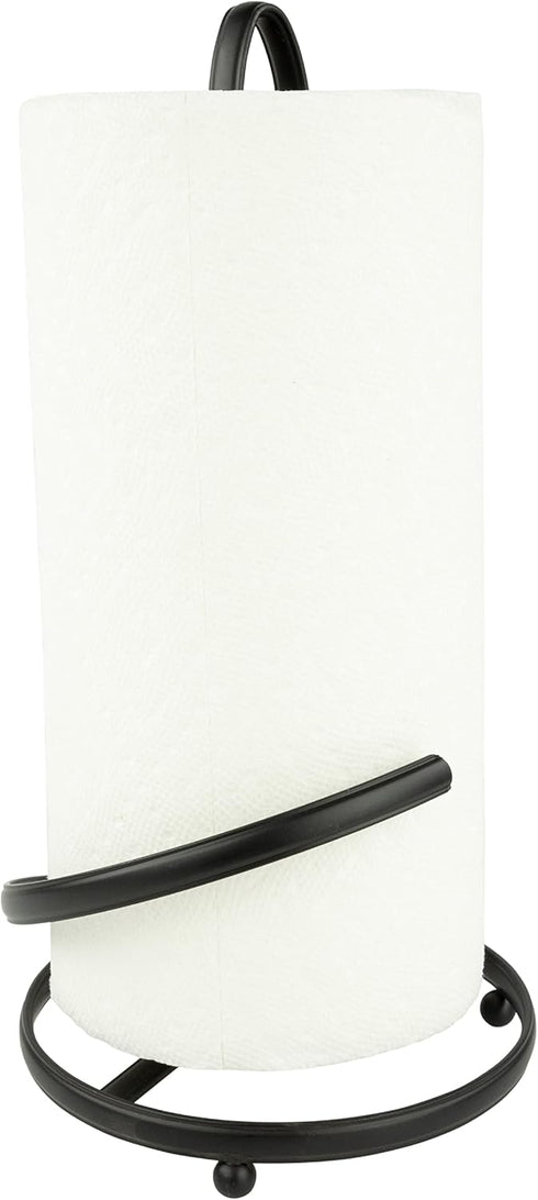 Countertop Spectrum Ashley Black Paper Towel Holder with Easy Tear Arm for Kitchen Organization, Modern Weighted Steel