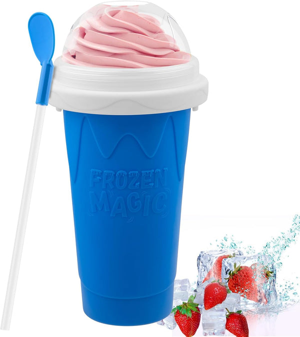 Slushie Maker Cup - DIY Magic Slushy Maker Squeeze Cup, Portable Smoothie Maker for Juices and Ice Cream (Blue)
